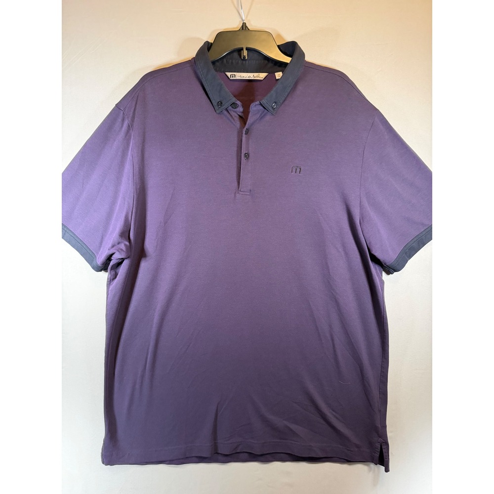 TravisMathew Mens XXL Purple Pima Cotton Blend Short Sleeve Golf Polo Shirt